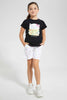 Redtag-Black-Girls-Printed-T-Shirt-Graphic-T-Shirts-Girls-2 to 8 Years