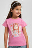 Redtag-Fuchsia-Girls-Printed-T-Shirt-Graphic-T-Shirts-Girls-2 to 8 Years