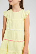 تنزيل الصورة على معرض الصور، Redtag-Yellow-Tiered-Dress-Dresses-Girls-2 to 8 Years
