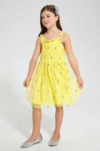 تنزيل الصورة على معرض الصور، Redtag-Yellow-Embroidered-Dress-Dresses-Girls-2 to 8 Years
