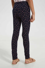 Load image into Gallery viewer, Redtag-Navy-Girls-Legging-With-Stripe-At-Side-Seam-Leggings-Girls-2 to 8 Years
