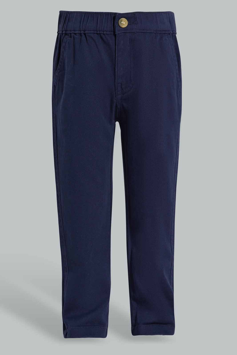 Redtag-Navy-Pull-On-Chino-Pant-Chino-Trousers-Infant-Boys-3 to 24 Months