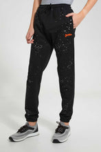 Load image into Gallery viewer, Redtag-Black-Bsr-Splatter-Active-Pant-Joggers-Senior-Boys-9 to 14 Years
