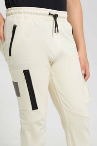 Redtag-Off-White-Bsr-Mesh-Cargo-Active-Pant-Joggers-Senior-Boys-9 to 14 Years