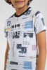 Redtag-White-Embossed-City-Print-T-Shirt-Graphic-T-Shirts-Boys-2 to 8 Years