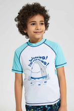 Load image into Gallery viewer, White And Blue Shark T-Shirt
