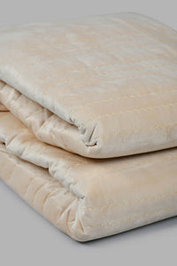 Redtag-Beige-Velvet-2-Piece-Quilt-With-Zig-Zag
(Single-Size)-Category:Quilts,-Colour:Beige,-Filter:Home-Bedroom,-HMW-BED-Quilts,-New-In,-New-In-HMW-BED,-Non-Sale,-S22C,-Section:Homewares-Home-Bedroom-