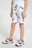 Redtag-White-Palm-Print-Short-Active-Shorts-Boys-2 to 8 Years