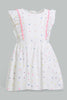 Redtag-White-Printed-Polka-Dot-Dress-With-Frills-Dresses-Infant-Girls-3 to 24 Months