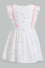 Load image into Gallery viewer, Redtag-White-Printed-Polka-Dot-Dress-With-Frills-Dresses-Infant-Girls-3 to 24 Months
