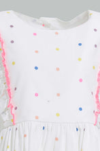 Load image into Gallery viewer, Redtag-White-Printed-Polka-Dot-Dress-With-Frills-Dresses-Infant-Girls-3 to 24 Months
