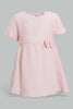 Redtag-Pink-Casual-Dress-With-Front-Bow-Dresses-Infant-Girls-3 to 24 Months