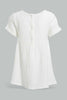 Redtag-White-Casual-Dress-With-Front-Bow-Dresses-Infant-Girls-3 to 24 Months