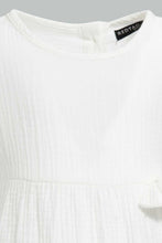 Load image into Gallery viewer, Redtag-White-Casual-Dress-With-Front-Bow-Dresses-Infant-Girls-3 to 24 Months
