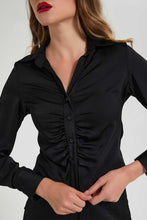 تنزيل الصورة على معرض الصور، Redtag-Black-Button-Front-Collared-Blouse-Blouses-Women&#39;s-
