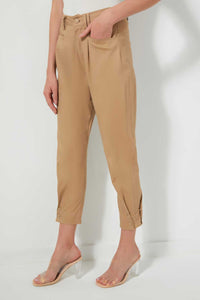 Redtag-Brown-Straight-Fit-Trouser-With-Button-Details-On-Side-Trousers-Women's-