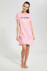 Redtag-Pink-Ruffled-Sleeve-NightShirt-Nightshirts-Senior-Girls-9 to 14 Years