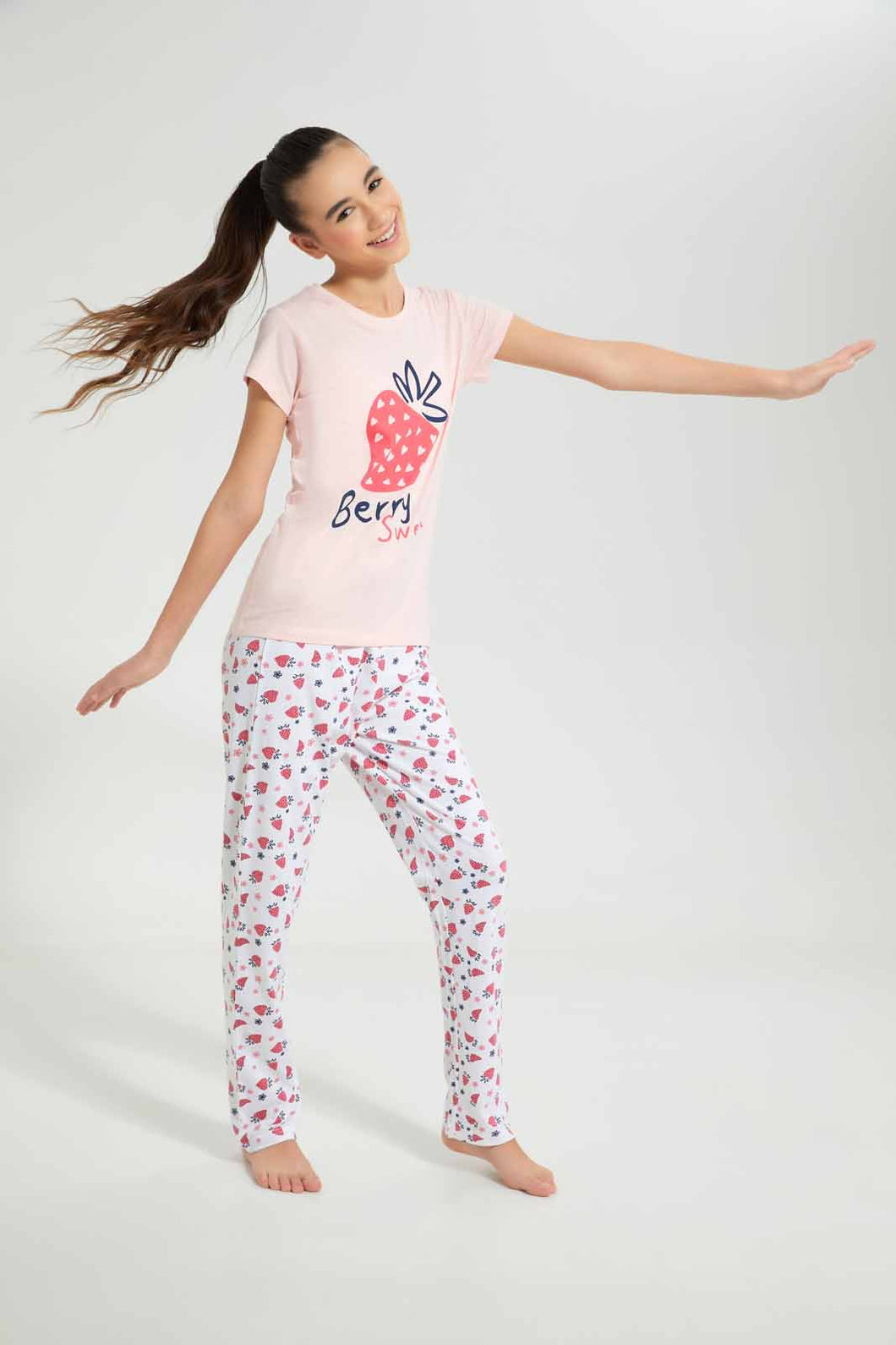 Redtag-Pink-Berry-Sweet-Pajama-Sets-Pyjama-Sets-Senior-Girls-9 to 14 Years