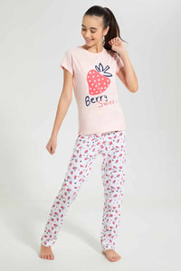 Redtag-Pink-Berry-Sweet-Pajama-Sets-Pyjama-Sets-Senior-Girls-9 to 14 Years