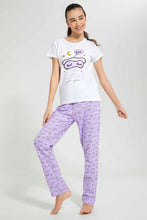 Load image into Gallery viewer, Redtag-White-Sleeping-Pajama-Sets-Pyjama-Sets-Senior-Girls-9 to 14 Years
