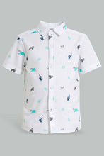 تنزيل الصورة على معرض الصور، Redtag-White-Dino-Short-Sleeve-Poplin-Shirt-Casual-Shirts-Infant-Boys-3 to 24 Months
