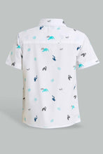 تنزيل الصورة على معرض الصور، Redtag-White-Dino-Short-Sleeve-Poplin-Shirt-Casual-Shirts-Infant-Boys-3 to 24 Months
