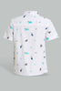 Redtag-White-Dino-Short-Sleeve-Poplin-Shirt-Casual-Shirts-Infant-Boys-3 to 24 Months