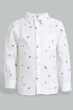 Load image into Gallery viewer, Redtag-White-Music-Allover-Printed-Long-Sleeve-Shirt-Casual-Shirts-Infant-Boys-3 to 24 Months
