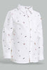 Redtag-White-Music-Allover-Printed-Long-Sleeve-Shirt-Casual-Shirts-Infant-Boys-3 to 24 Months