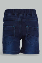 تنزيل الصورة على معرض الصور، Redtag-Dark-Wash-Knit-Denim-Short-Denim-Shorts-Infant-Boys-3 to 24 Months
