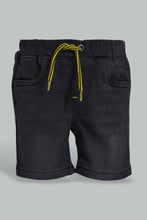 تنزيل الصورة على معرض الصور، Redtag-Black-Wash-Knit-Denim-Short-Denim-Shorts-Infant-Boys-3 to 24 Months
