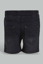 تنزيل الصورة على معرض الصور، Redtag-Black-Wash-Knit-Denim-Short-Denim-Shorts-Infant-Boys-3 to 24 Months
