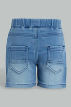 تنزيل الصورة على معرض الصور، Redtag-Light-Wash-Knit-Denim-Short-Denim-Shorts-Infant-Boys-3 to 24 Months
