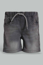 تنزيل الصورة على معرض الصور، Redtag-Grey-Wash-Knit-Denim-Short-Denim-Shorts-Infant-Boys-3 to 24 Months
