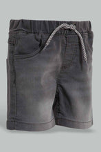 تنزيل الصورة على معرض الصور، Redtag-Grey-Wash-Knit-Denim-Short-Denim-Shorts-Infant-Boys-3 to 24 Months
