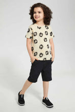 Load image into Gallery viewer, Redtag-Stone-Flock-Lion-Print-T-Shirt-Graphic-T-Shirts-Boys-2 to 8 Years
