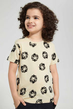 Load image into Gallery viewer, Redtag-Stone-Flock-Lion-Print-T-Shirt-Graphic-T-Shirts-Boys-2 to 8 Years
