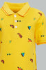 Redtag-Yellow-Car-Printed-Short-Slv-Pique-Polo-Polo-Shirts-Infant-Boys-3 to 24 Months