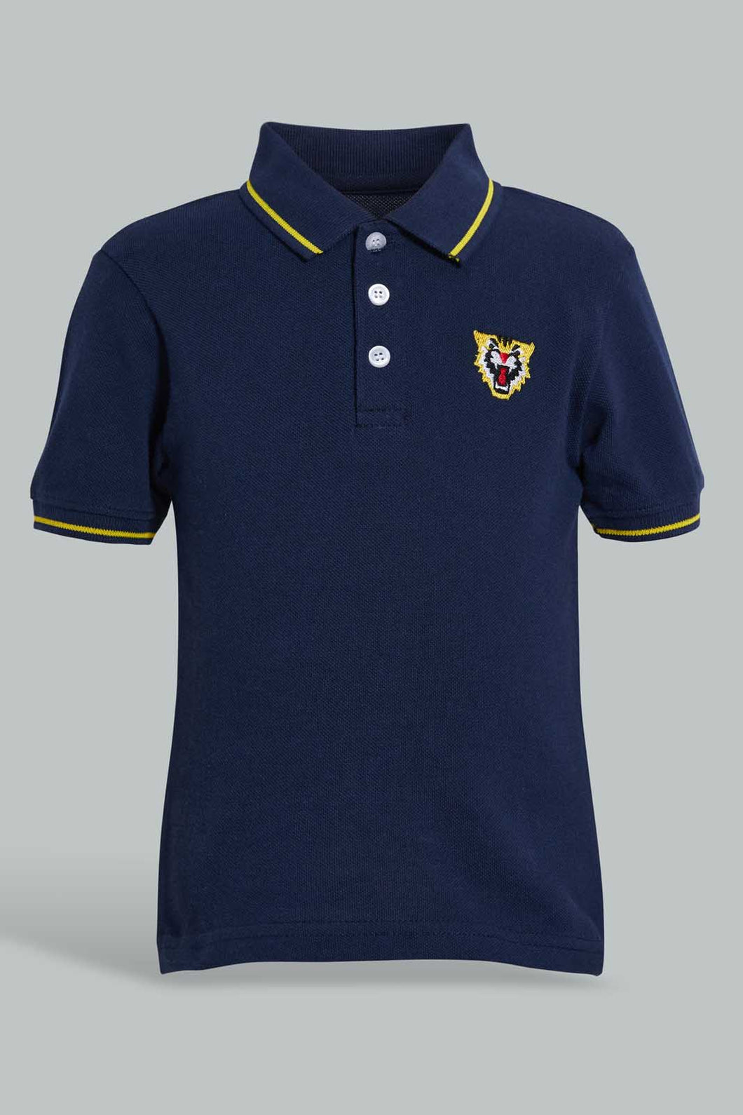 Redtag-Navy-Solid-Tiger-Pique-Polo-Polo-Shirts-Infant-Boys-3 to 24 Months