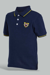 Redtag-Navy-Solid-Tiger-Pique-Polo-Polo-Shirts-Infant-Boys-3 to 24 Months