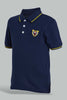 Redtag-Navy-Solid-Tiger-Pique-Polo-Polo-Shirts-Infant-Boys-3 to 24 Months