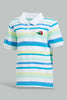 Redtag-Yellow-Striped-Cap-Short-Slv-Polo-Polo-Shirts-Infant-Boys-3 to 24 Months