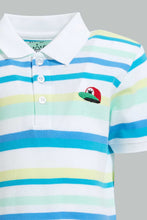 Load image into Gallery viewer, Redtag-Yellow-Striped-Cap-Short-Slv-Polo-Polo-Shirts-Infant-Boys-3 to 24 Months
