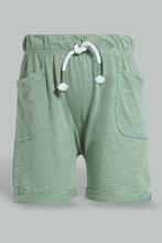 تنزيل الصورة على معرض الصور، Redtag-Green-And-White-Printed-Jungle-Theme-Short-2-Pack-Active-Shorts-Infant-Boys-3 to 24 Months
