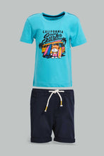 Load image into Gallery viewer, Redtag-Blue-And-Navy-T-Shirt-And-Short-Casual-Set-(2-Pack)-Sets-Infant-Boys-3 to 24 Months
