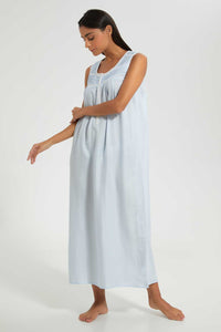 Redtag-Blue-Solid-Nightgown-Nightgowns-Women's-