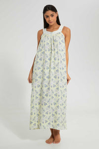 Redtag-Yellow-Floral-Printed-Nightgown-Nightgowns-Women's-