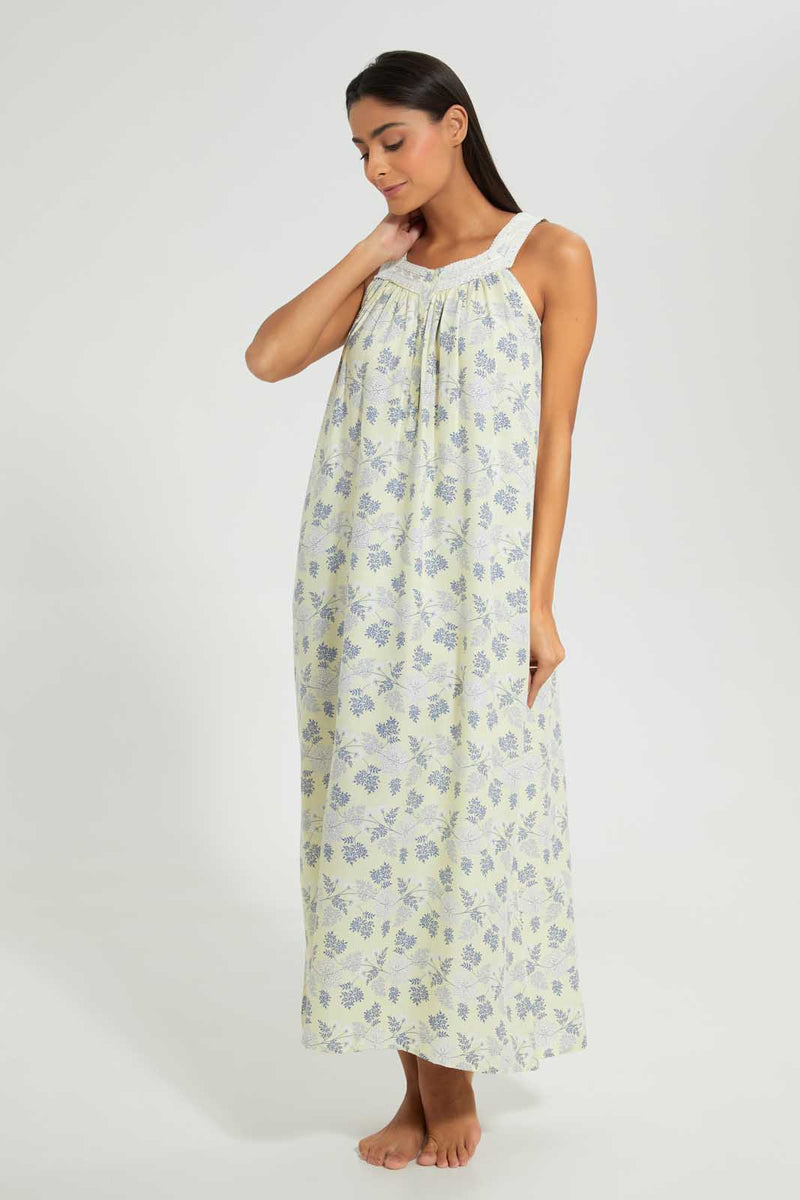 Redtag-Yellow-Floral-Printed-Nightgown-Nightgowns-Women's-