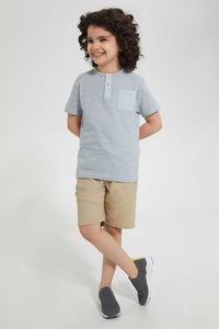 Redtag-Blue-Pkt-Henley-Henley-T-Shirts-Boys-2 to 8 Years