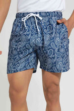 تنزيل الصورة على معرض الصور، Redtag-Blue-Pesley-Print-Swim-Short-Swimwear--
